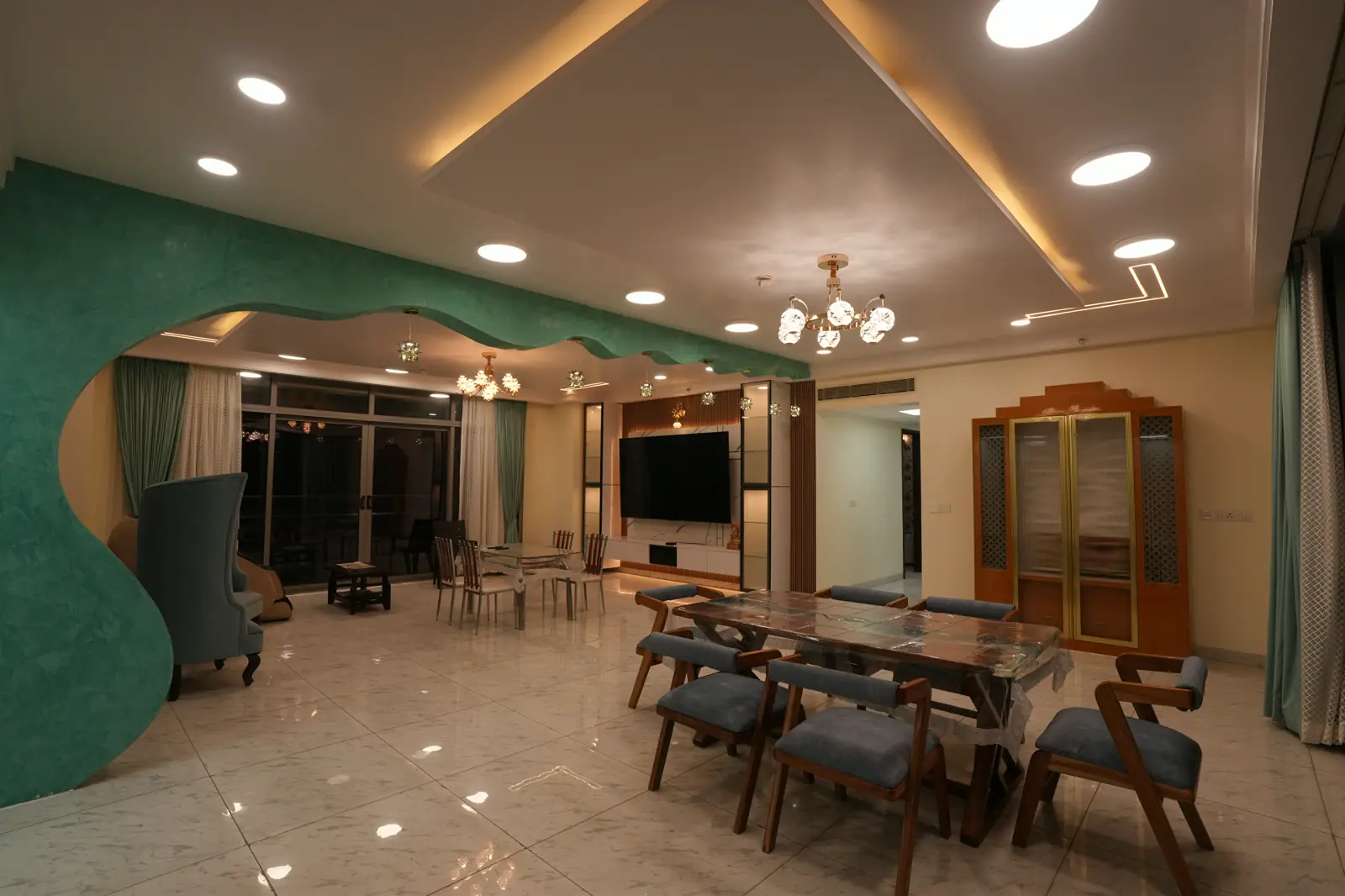 Completed Candidscape living room interior with layered lighting