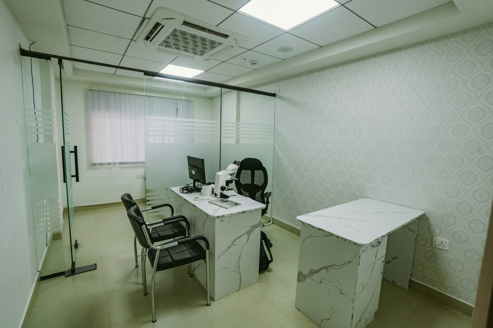 Specialist room with glass partition