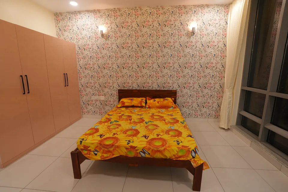 Completed Candidscape bedroom with custom wardrobe and wall finish