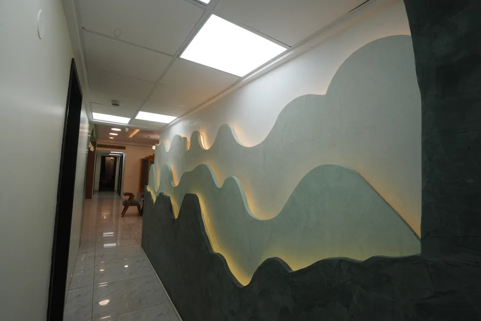 Custom feature corridor in a completed Bangalore interior